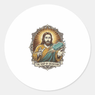 Jesus Dropped Slippery Soap Shower Clumsy Bathroom Classic Round Sticker