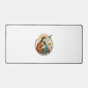 Jesus Dropped Slippery Soap Shower Tub Clumsy Humo Desk Mat