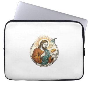 Jesus Dropped Slippery Soap Shower Tub Clumsy Humo Laptop Sleeve