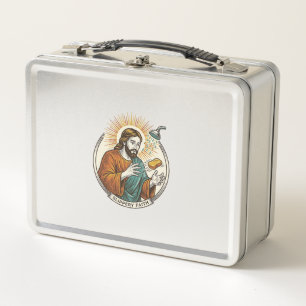 Jesus Dropped Slippery Soap Shower Tub Clumsy Humo Metal Lunch Box
