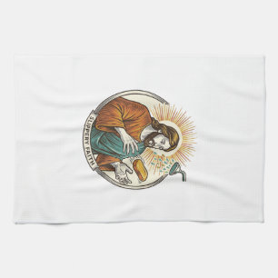 Jesus Dropped Slippery Soap Shower Tub Clumsy Humo Tea Towel