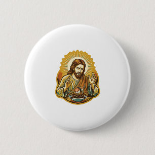 Jesus Dropped Sushi In Soy Sauce Splatter Food Hum 6 Cm Round Badge