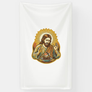 Jesus Dropped Sushi In Soy Sauce Splatter Food Hum Banner
