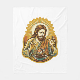 Jesus Dropped Sushi In Soy Sauce Splatter Food Hum Fleece Blanket
