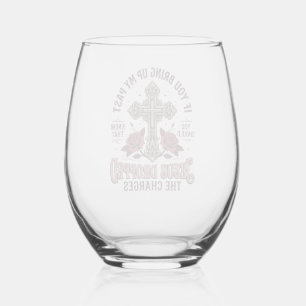 Jesus Dropped The Charges Vintage Cross Shirt Stemless Wine Glass