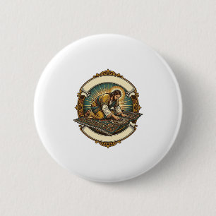 Jesus Dropped Tiny Screw Thick Carpet DIY Humor_1 6 Cm Round Badge