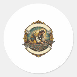Jesus Dropped Tiny Screw Thick Carpet DIY Humor_1 Classic Round Sticker