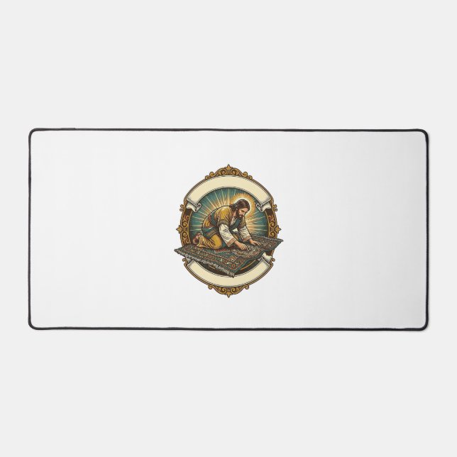 Jesus Dropped Tiny Screw Thick Carpet DIY Humor_1 Desk Mat (Front)