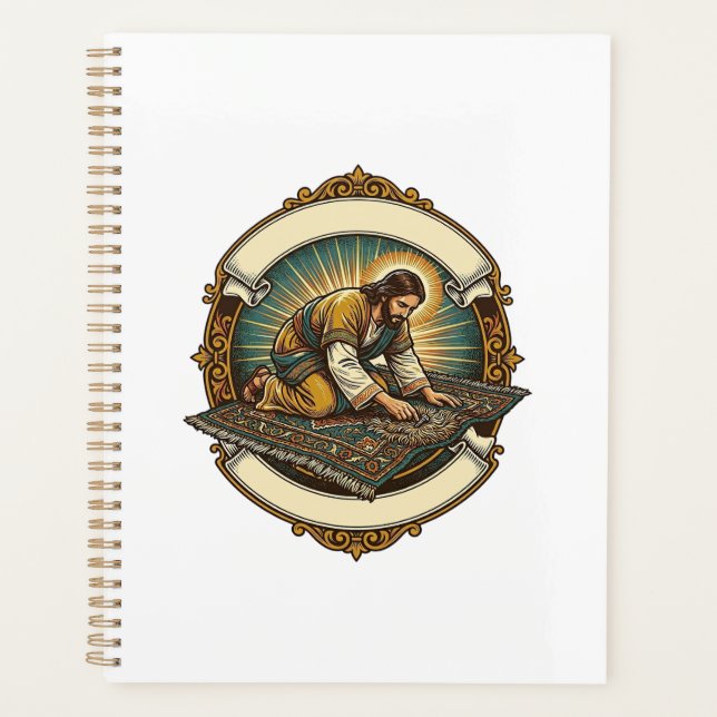 Jesus Dropped Tiny Screw Thick Carpet DIY Humor_1 Planner (Front)