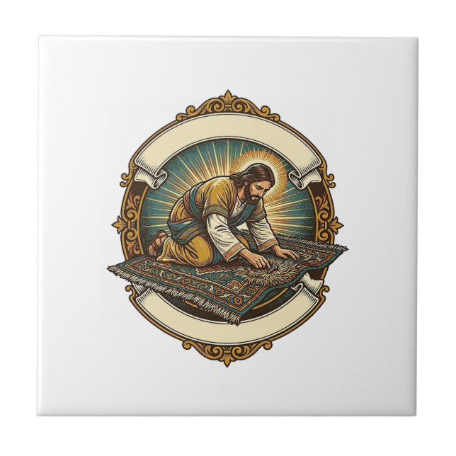 Jesus Dropped Tiny Screw Thick Carpet DIY Humor_1 Tile (Front)