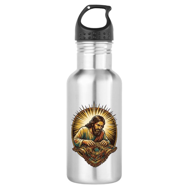 Jesus Dropped Tiny SD Card Lost Carpet Tech Humor_ 532 Ml Water Bottle (Front)