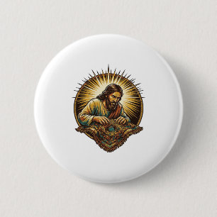 Jesus Dropped Tiny SD Card Lost Carpet Tech Humor_ 6 Cm Round Badge