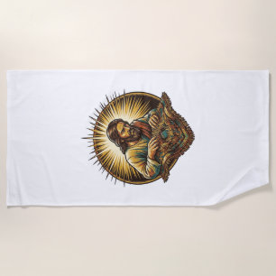Jesus Dropped Tiny SD Card Lost Carpet Tech Humor_ Beach Towel