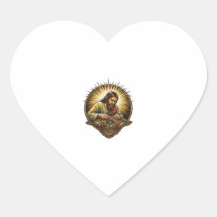 Jesus Dropped Tiny SD Card Lost Carpet Tech Humor_ Heart Sticker