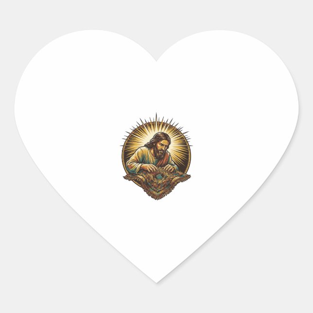 Jesus Dropped Tiny SD Card Lost Carpet Tech Humor_ Heart Sticker (Front)