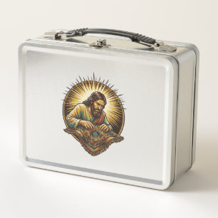 Jesus Dropped Tiny SD Card Lost Carpet Tech Humor_ Metal Lunch Box