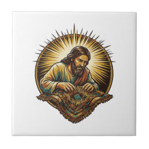 Jesus Dropped Tiny SD Card Lost Carpet Tech Humor_ Tile