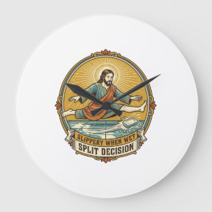 Jesus Dropped Wet Soap Sliding Bathroom Floor Clum Large Clock
