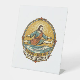 Jesus Dropped Wet Soap Sliding Bathroom Floor Clum Pedestal Sign
