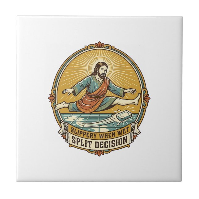 Jesus Dropped Wet Soap Sliding Bathroom Floor Clum Tile (Front)