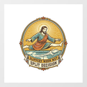 Jesus Dropped Wet Soap Sliding Bathroom Floor Clum Window Cling