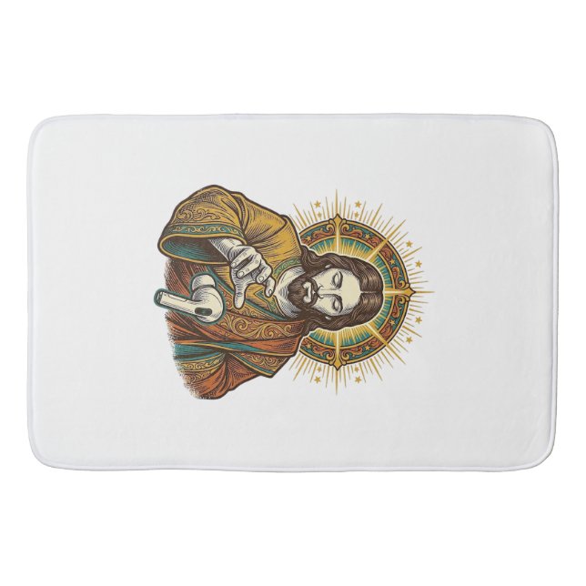 Jesus Dropped Wireless Earbud Under Desk Tech Clum Bath Mat (Front)