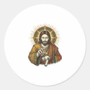Jesus Dropped Wireless Earbud Under Desk Tech Clum Classic Round Sticker