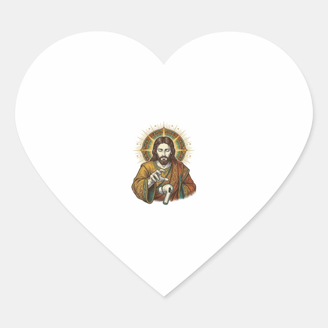 Jesus Dropped Wireless Earbud Under Desk Tech Clum Heart Sticker (Front)