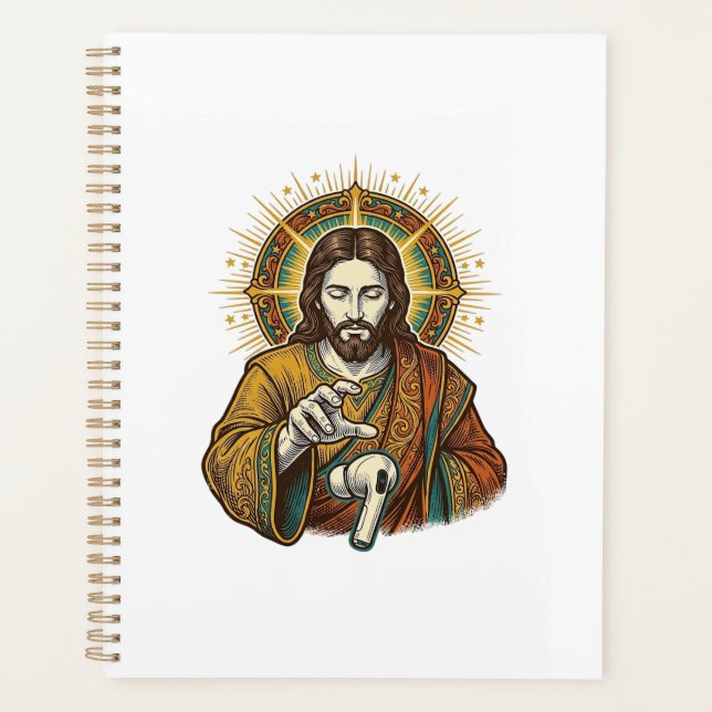 Jesus Dropped Wireless Earbud Under Desk Tech Clum Planner (Front)