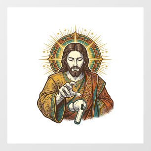 Jesus Dropped Wireless Earbud Under Desk Tech Clum Window Cling