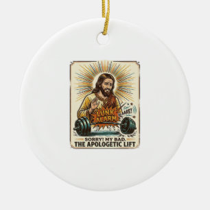 Jesus Dropping Heavy Dumbbell Loudly Gym Lunk Alar Ceramic Tree Decoration