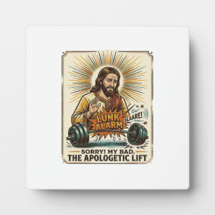 Jesus Dropping Heavy Dumbbell Loudly Gym Lunk Alar Plaque