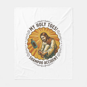 Jesus Dropping Shampoo Bottle On Foot Shower Pain Fleece Blanket