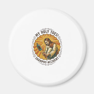 Jesus Dropping Shampoo Bottle On Foot Shower Pain Magnet
