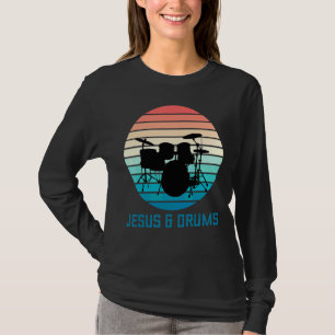 Jesus & Drums Vintage Music Retro Christian Drumme T-Shirt