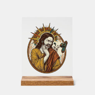 Jesus Earbud Cord Caught Doorknob Ripped Out Gym H Acrylic Sign