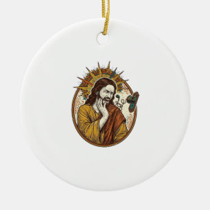 Jesus Earbud Cord Caught Doorknob Ripped Out Gym H Ceramic Tree Decoration