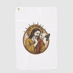 Jesus Earbud Cord Caught Doorknob Ripped Out Gym H Golf Towel