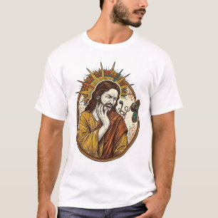 Jesus Earbud Cord Caught Doorknob Ripped Out Gym H T-Shirt