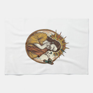Jesus Earbud Cord Caught Doorknob Ripped Out Gym H Tea Towel