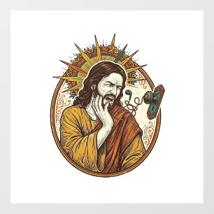 Jesus Earbud Cord Caught Doorknob Ripped Out Gym H Window Cling