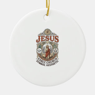 Jesus Early Church Symbol Aesthetic Jesus Early Ch Ceramic Tree Decoration