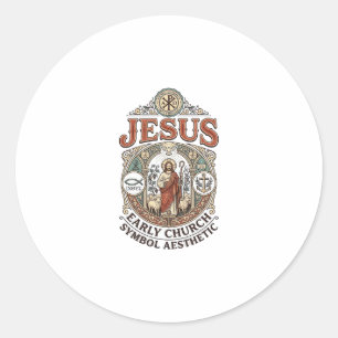 Jesus Early Church Symbol Aesthetic Jesus Early Ch Classic Round Sticker