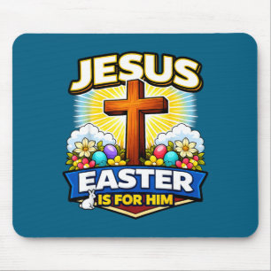 Jesus easter is for christian cross resurrection mouse mat