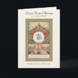 Jesus Easter Resurrection Priest Holding Host Holiday Card<br><div class="desc">Featuring a beautiful traditional Easter Greeting with a priest holding the Host and angels in adoration. A scripture verse is below.   All text and fonts may be modified.</div>