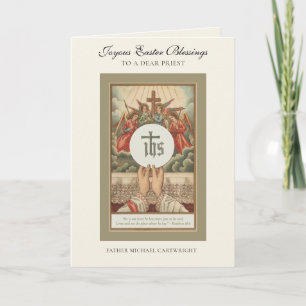 Jesus Easter Resurrection Priest Holding Host Holiday Card