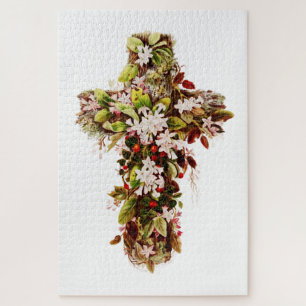Jesus Easter Sunday Flowering cross  Jigsaw Puzzle
