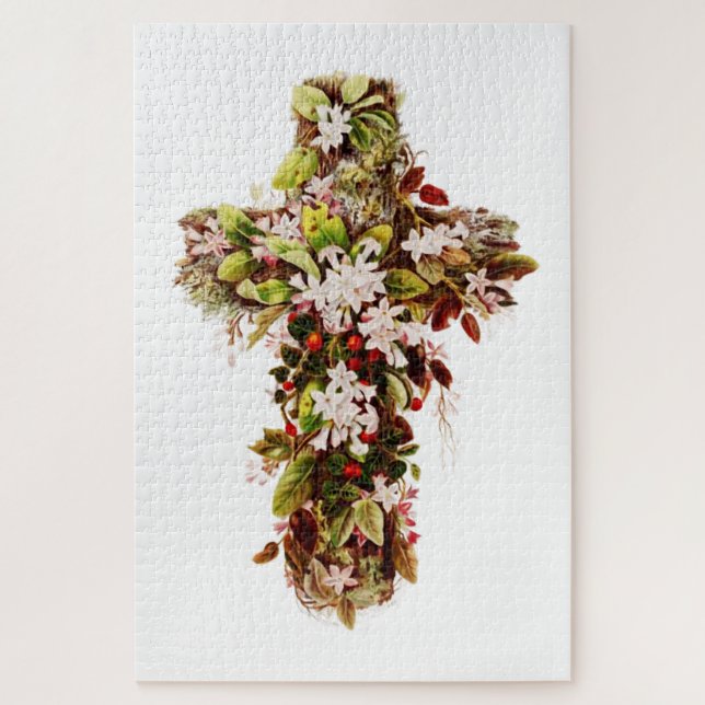 Jesus Easter Sunday Flowering cross  Jigsaw Puzzle (Vertical)