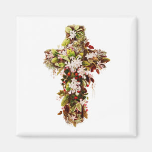Jesus Easter Sunday Flowering cross  Magnet
