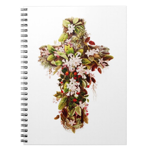 Jesus Easter Sunday Flowering cross  Notebook (Front)